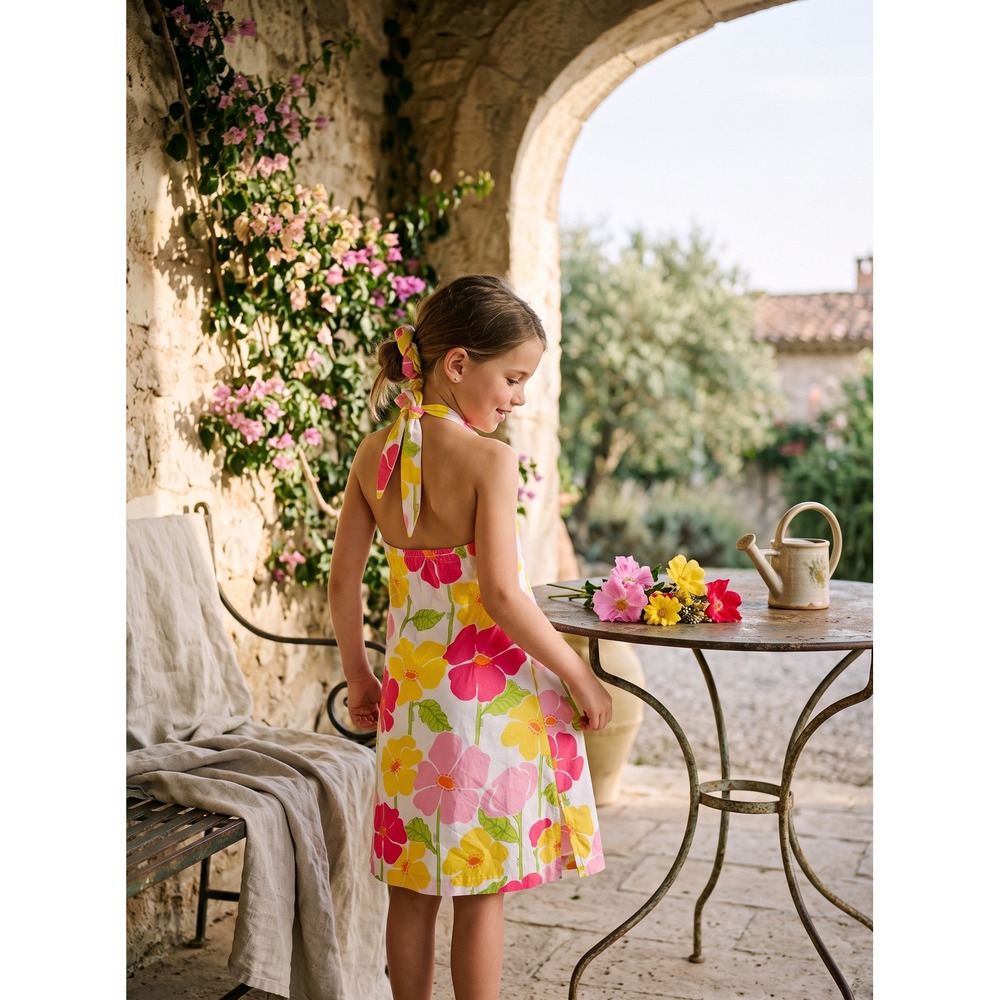 Preppy Lilly Pulitzer Floral Halter Dress Size 14‎ Pink Yellow Coastal Summer